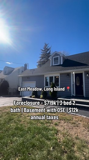 Libingston Burgos on Instagram: "$719K Foreclosure 3 Bed | 2 Bath | Finished Basement w/ Kitchen, Bath & Outside Entrance — perfect for rental income  $12K annual taxes | All Cash Only  Call/Text  (516) 738-8462 #LongIslandRealEstate #InvestmentProperty #ForeclosureDeal #RentalIncome #RealEstateOpportunity"