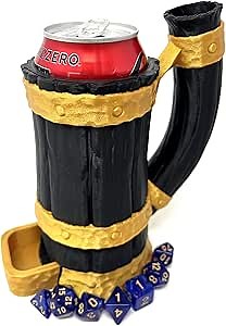 MunnyGrubbers - Tavern Mug Dice Tower - No Paint Odorless Insulated Cup Can Dice Tower - (Random 7PCS D20 Dice Set Included) - Dice Holder - Dungeons and Dragons - DND Gift - (Black/Gold)