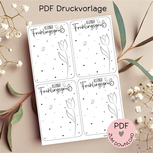 Digital File, PDF Print Template for Cards "little Spring Greeting", E.g. for Creating Small Gifts in Spring - More in the Shop! - Etsy