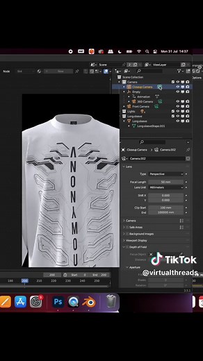 3D Long Sleeve T-Shirt Mockup: Blender Animation Tutorial