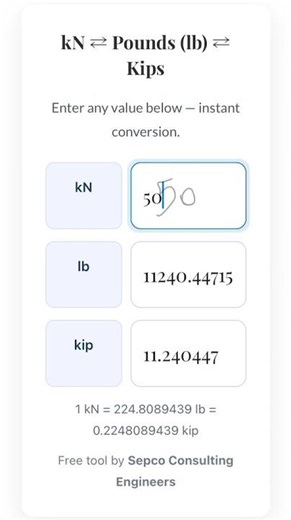 kN to Kips conversion (Fast Method)