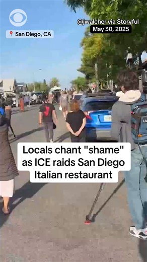 Locals chant "shame" as ICE raids San Diego Italian restaurant | Heavily armed immigration officials carried out a raid at a popular Italian restaurant in San Diego, where they stormed in and detained multiple kitchen... | By CBS News