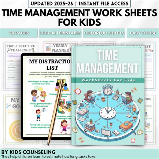 Time Management Worksheets for Kids | Daily Planner, Routine Chart, Goal Setting & Task Tracker Printable PDF - Etsy