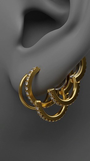 MARIA TASH on Instagram: "Meticulously designed with a comfortable hinge for long-lasting wear, our linked cuffs are best worn in the Lobe, mimicking the look of second and third piercings while only requiring one. The higher rings are spaced evenly and hang perfectly as if dictated by gravity."
