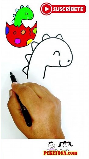Cómo dibujar un bebé dinosaurio tierno y fácil