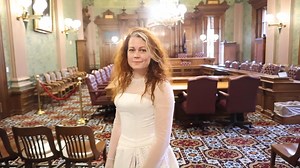 1K views · 34 reactions | Nina is the daughter of a child bride and a survivor of forced marriage. Her dress bears the names of more than 4,000 child brides from Michigan. #EndChildMarriage | Michigan House Democrats | Facebook