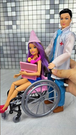 Satisfying With Unboxing Barbie Doll Wheelchair Doctor Set Toys #shorts #asmr