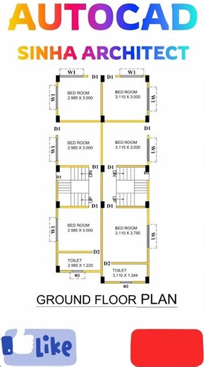 Twin 2BHK Layout | Double Unit House Plan Design | AutoCAD | House Plan #housedesign #houseplan #fyp