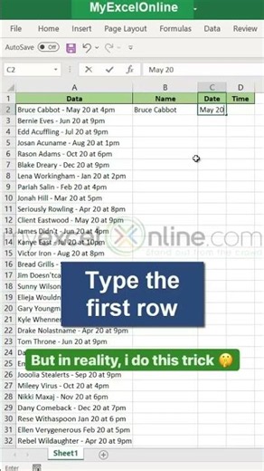 Flash Fill Magic in Excel! 🤯 #myexcelonline #excel #shorts #exceltips