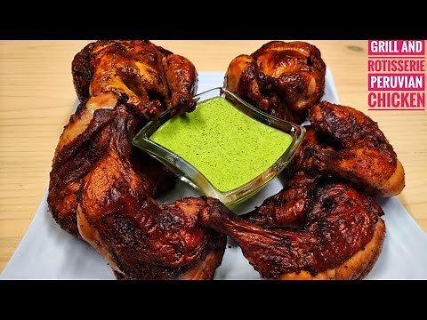 How to Cook Peruvian Chicken Grill and Rotisserie with Spicy Green Sauce (Aji Verde)