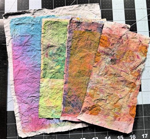 Hand-kneaded Momigami Gelli Print Papers-set of 4 Textile-like Art Sheets - Etsy