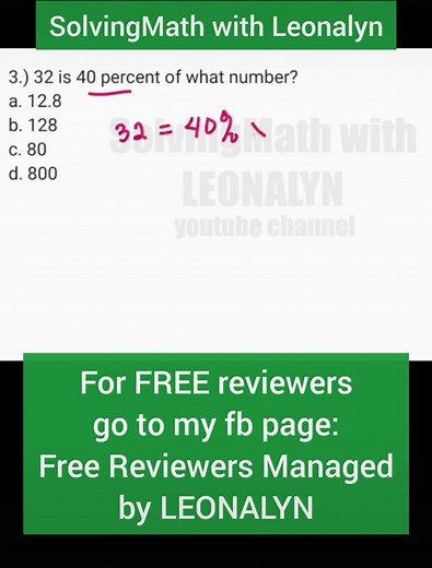 32 is 40 percent of what number?