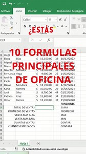 ¿Estás aprendiendo Excel desde cero? 📊 En este video te muestro las 10 funciones básicas de Excel que te ayudarán a realizar cálculos, analizar información y trabajar de forma mucho más rápida. ✅ SUMA ✅ PROMEDIO ✅ MAX ✅ MIN ✅ CONTAR ✅ CONTARA ✅ SI ✅ HOY ✅ CONCAT ✅ REDONDEAR Domina estas funciones y tendrás una base sólida para seguir aprendiendo Excel. 💬 ¿Cuál de estas funciones utilizas más? Escríbela en los comentarios. #Excel #Excel365 #MicrosoftExcel #AprendeExcel #CursoExcel
