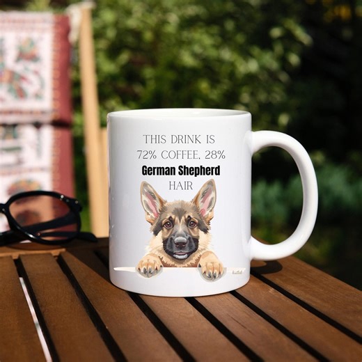 German Shepherd Coffee Mug, Funny Dog Hair Ceramic Cup - Etsy