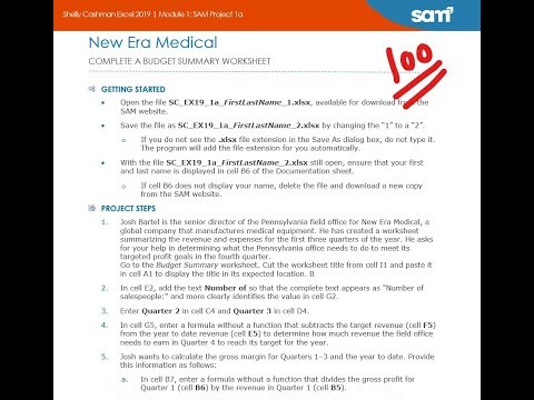 Shelly Cashman Excel 2019 | Module 1: SAM Project 1a