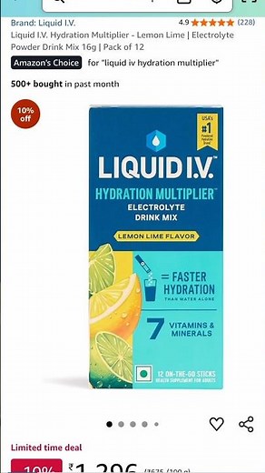 Liquid I.V. Hydration Multiplier Review | Lemon Lime Electrolyte Powder Drink Mix | Pack of 12