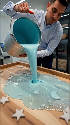 Blue Epoxy Table with Moon & Stars | Cosmic Resin Design #epoxy #diy