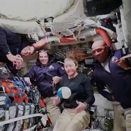 The stuffed toy is a distraction, to simulate zero g, it should remain in place yet it keeps floating upwards, as does Lady Astronaut's hair who does not take her eye off the stuffed toy.The black dude is chewing gum, playing with his man bits, and holding on to something.Another astronaut appears stuck to the ceiling.Are there longer clips of them?The vomit commit simulates zero g for approximately 30 -50 seconds per parabola. This video has been cut into two parts.And to all the haters and est