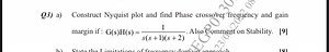 Q3) a) Construct Nyquist plot and find Phase crossover frequenc... | Filo