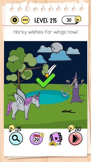 Brain Test Tricky Puzzles | Level 215 | Horsy wishes for wings now! #braintestsolution #games