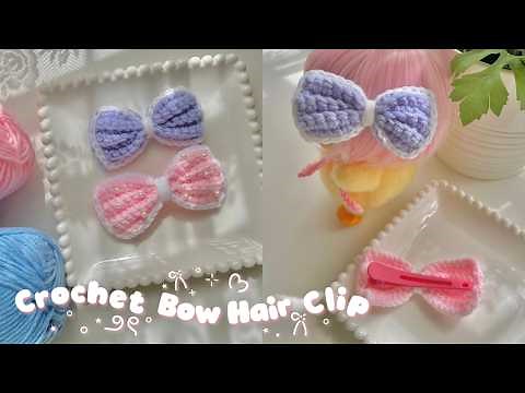 How to Crochet a Cute Bow Hair Clip 🎀 | Step-by-Step Guide