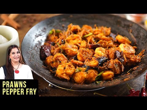 Prawns Pepper Fry Recipe | How To Make Prawns Kalimirch | 🦐Prawn Tawa Masala By Smita Deo
