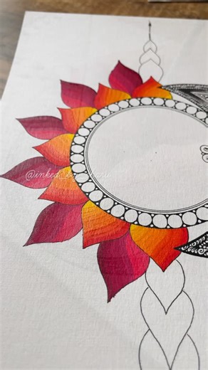 Charu | Mixed Media | Mandala | Unique Colour Gradient Artist on Instagram: "Exist by the sun and love by the moon ☀️🌙 Embracing the shadows, its so perfectly casts ✨ Please do not recreate 🙏 🌻Acrylic paints 🌻Brush no. 2/3/4 🌻300 gsm watercolour sheet 🌻 Black pen by Uniball #theraupetic #meditation #soothing #satisfyingvideos #satisfying #artskillplace #reels #reelsinstagram #aesthetic #ａｅｓｔｈｅｔｉｃ #explore #explorepage #bts #btsedits #painting #artistsoninstagram #therapy #therapyworks #the