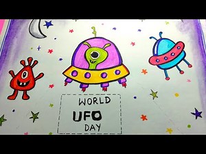 UFO Day Drawing | How To Draw UFO Easy | World UFO Day Drawing
