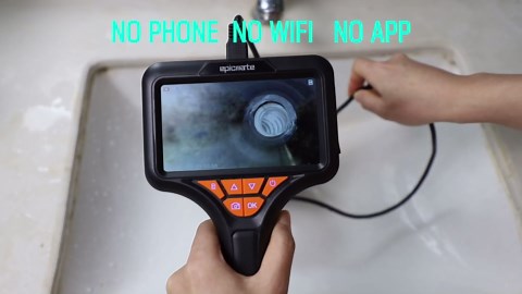 Triple Lens Endoscope Camera with Light- 5" 1080P HD Handheld Borescope with 50FT Semi-Rigid Cable, Waterproof Sewer Inspection Camera with 32GB Card, Drain Plumbing Camera & Gifts for Men