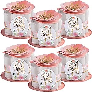 HOME & HOOPLA -Diaper Centerpiece Decorating Kit- Floral Baby Shower Party Supplies - Sweet Baby Girl Diaper Centerpiece Decorating Kit, Set of 6