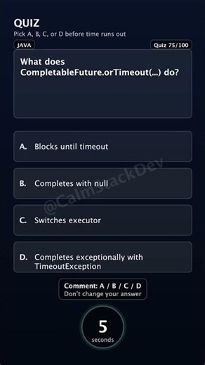 Quiz-175 | orTimeout does what? | #shorts #java #quiz