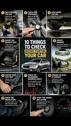 10 Things You Should Always Check Before Starting Your Car | Essential Car Safety Tips #drivingtips