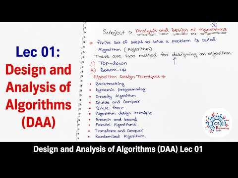 Lec 01: Design and Analysis of Algorithms (DAA) | Introduction to Algorithms | DAA for Beginners