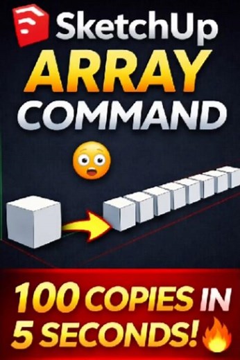 SketchUp tips|| SketchUp Array Command in 30 Seconds 🤯 | Copy 100 Objects Instantly #shorts #howto