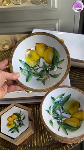 lemon cereal bowl wooden italian pattern deep bowl as fruit bowl, salad bowl, kitchen decoration