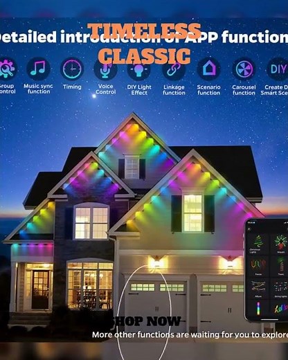 100FT 60 LED Permanent Outdoor Eaves LED Lights Waterproof RGB String Lights DIY