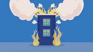 building on fire emergency scene animation ,4k video animated