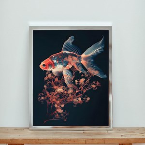 Abstract Fish Wall Art | Elegant Goldfish Illustration | Modern Aquatic Artwork | Minimal Nature Decor | Digital Download - Etsy
