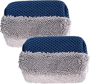 VIKING Tire Shine Applicator Sponges, Multi-Purpose Mesh and Microfiber Applicator Pad for Car Detailing, Blue and Grey, 2 Pack