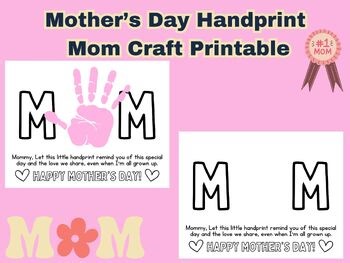 Mother’s Day Handprint Craft Printable, MOM Handprint Art, Kids Mother’s Day
