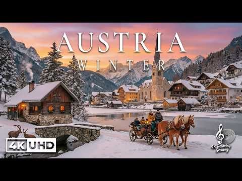 Austrian Alps Winter 4K - Scenic Relaxation Film With Calming Music | 4K Video UHD