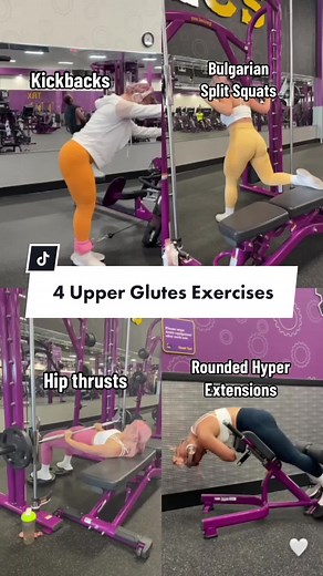 For upper glutes exercises for building that shelf! 🍑 make sure you are eating plenty of calories in order to grow those muscles. #glutes #upperglutesexercises #buildashelf #gymexercisesforwomen #planetfitness