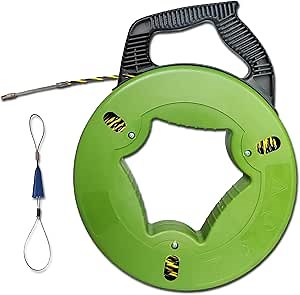 Electrical Fish Tape 1/6-Inch x 100-Foot Fish tape Wire Puller 100ft PET Diameter 3 Wires Twisted with Guide Spring Optimized Housing and Handle Wire Threader Wire Puller【4.5mm*30m】