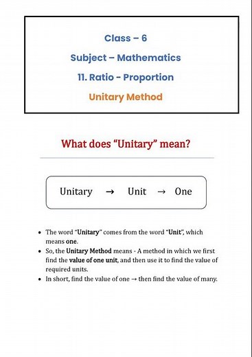 Unitary Method | Ratio and Proportion | Class 6 Maths #class6math #maths