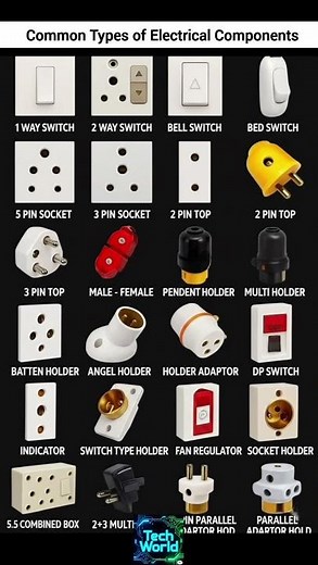 Common Types of Electrical Switches, Sockets, and Holders #electricalcomponents #electricalswitches