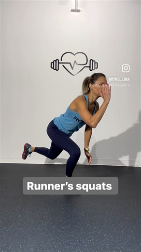 This squat variation is basically a single leg squat with the opposite leg moving from high knee into the crouch position resembling runners crouching to start their race 🏃‍♀️ It’s a great way to strengthen legs while working on balance 👌🏼 #runnersquat #singlelegsquat #singlelegsquatvariation #bodyweightexercise #bodyweighttraining #fitafter50 #bymelpersonaltraining | ByMel health and fitness