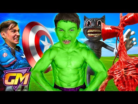 Avengers Vs Siren Head Vs Hulk Vs Cartoon Cat - When Superheroes Go Mad!