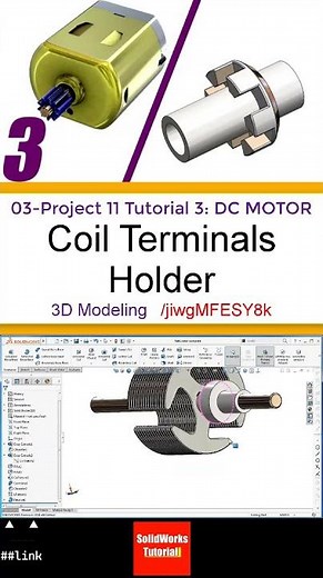 3- 3D Draft | DC Motor |: Coil Terminals contacts Holder #3d #solidworks #cad #motor #electronics