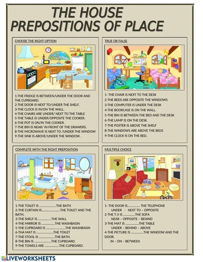 prepositions, flat worksheet