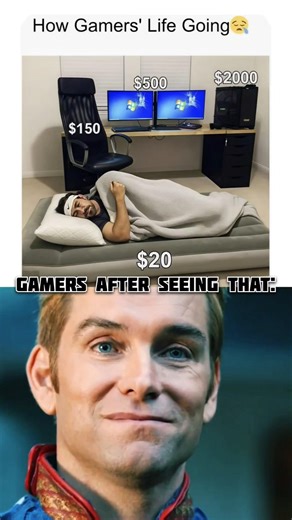 Gamers Be Like 😂 | $2000 Setup, $20 Bed